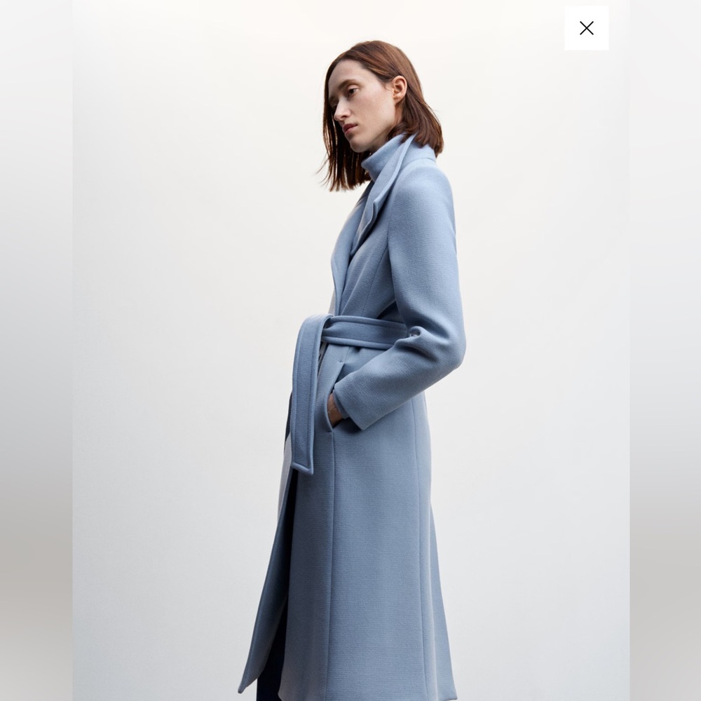 Mango Blue Double-Breasted Coat - Picture 15 of 17